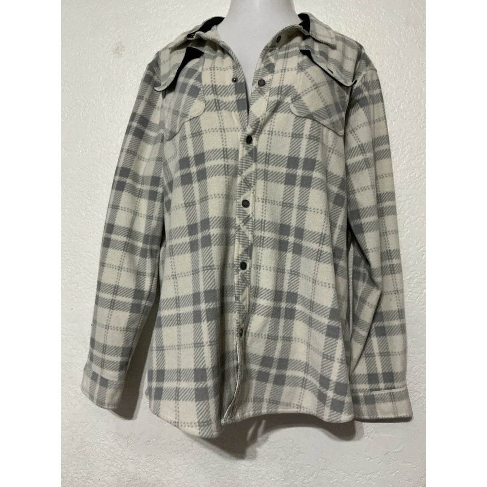Men's O'Neill Plaid Flannel Shirt Jacket Gray White Snap Button Size XL - Picture 1 of 7
